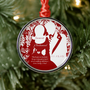 Retro Vintage Red or Any Colour Bridesmaid Wedding Metal Ornament