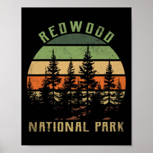 Retro Vintage Redwood National Park For Kids Hikin Poster