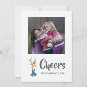 Retro Vintage Reindeer Christmas Family Photo Holiday Card