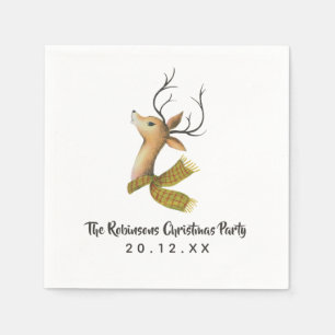 Retro Vintage Reindeer Christmas Party Napkin