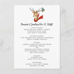 Retro Vintage Reindeer Menu Mariage de Noël