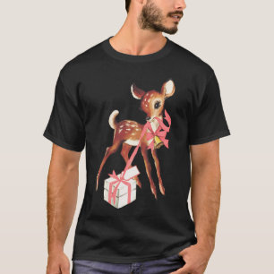 Retro Vintage Reindeer Pink Christmas Baby Deer Co T-Shirt