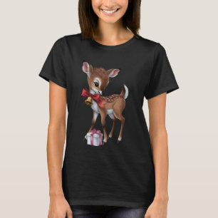 Retro Vintage Reindeer Pink Christmas Baby Deer T-Shirt