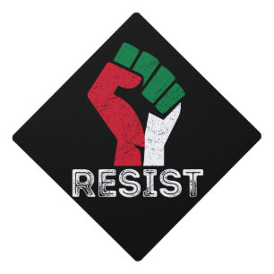 Retro Vintage Resist Palestine fist flag Freedom  Graduation Cap Topper