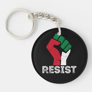 Retro Vintage Resist Palestine fist flag Freedom Keychain