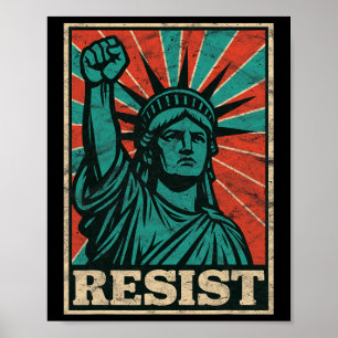 Retro Vintage Resist Trump Fascism Statue Of Liber Poster