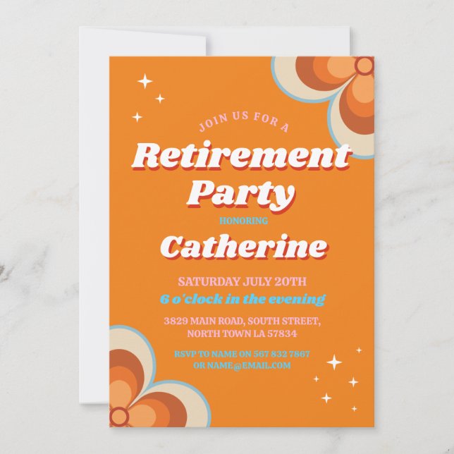 Retro Vintage Retirement 1970s Party Invitation (Front)