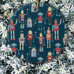 Retro Vintage Robots Ceramic Ornament<br><div class="desc">Fun vintage retro style robots,  which Grandpa probably made in his workshop.</div>