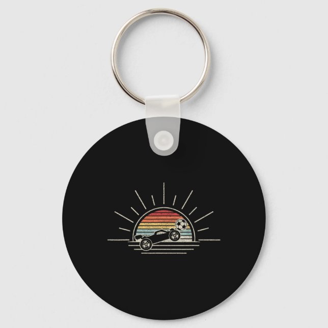 Retro Vintage Rocket Soccer Car  Keychain (Front)