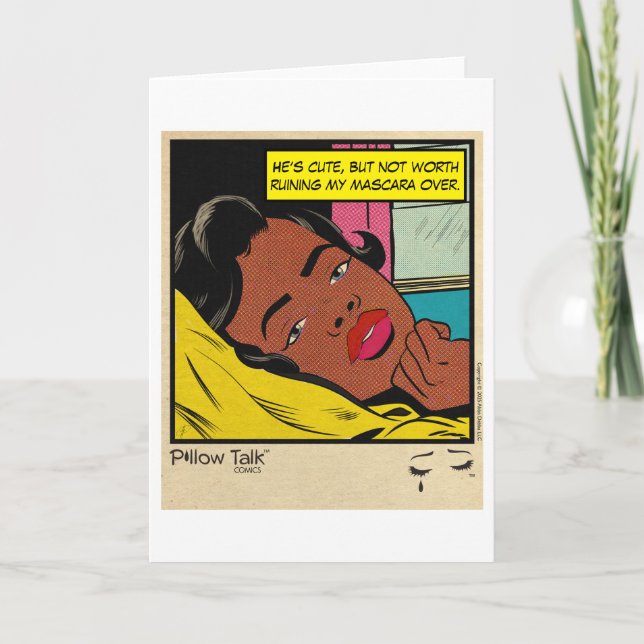 Retro Vintage Romance Comic: Pillow Talk Card (Front)