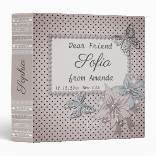 Retro vintage romantic scrapbook polka dot paper b binder