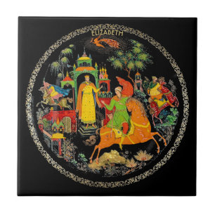 Retro Vintage Russian Fairy Tale Fantasy Colorful Tile