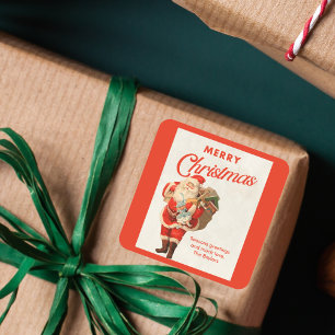 Retro Vintage Saint Nicholas Christmas Holiday Square Sticker