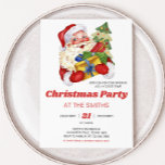 Retro Vintage Santa Christmas Party Invitation<br><div class="desc">Spread the holiday cheer with our customizable Christmas printable invitation,  perfect for gathering friends and family for a festive celebration. With elegant designs and easy-to edit text,  this invitation sets the tone for a joyful holiday season.

45SE B</div>