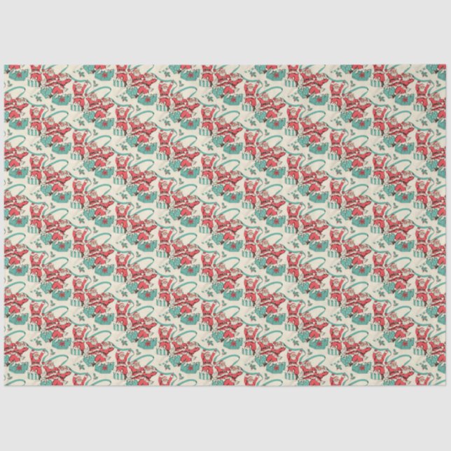 Retro Vintage Santa Christmas Tissue Paper (Front)