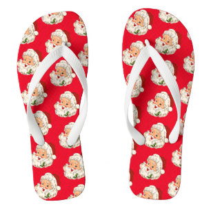 Retro Vintage Santa Claus Christmas Flip Flops