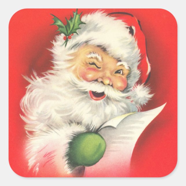 Retro Vintage Santa Claus large Square Sticker (Front)