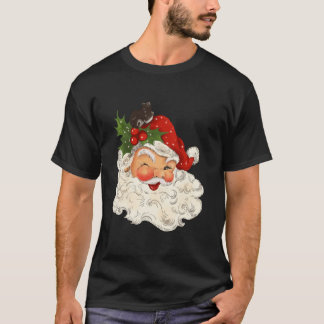 Retro Vintage Santa Claus Winking Funny Christmas  T-Shirt