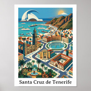 Retro Vintage Santa Cruz de Tenerife City Poster