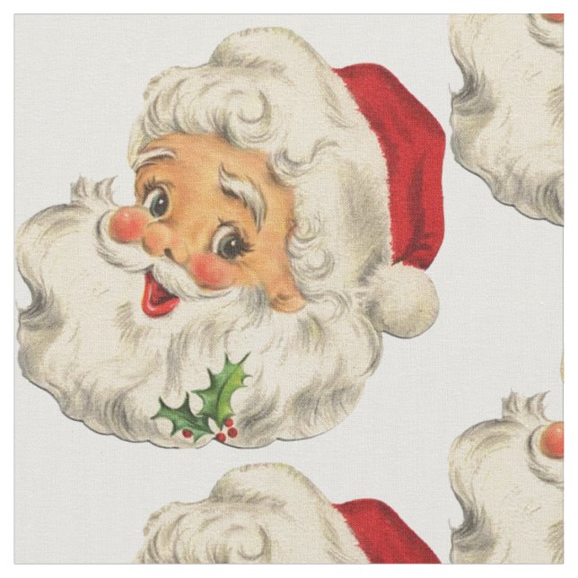 Retro Vintage Santa  Fabric (Close Up)
