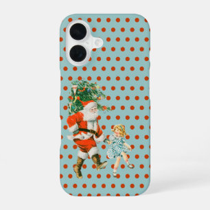 Retro Vintage Santa & Girl Christmas iPhone 16 Case