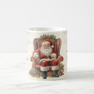 Retro Vintage Santa Merry Christmas Happy New Year Coffee Mug