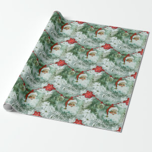 Retro Vintage Santa Vignette Wrapping Paper 