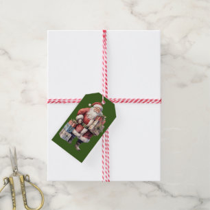 Retro Vintage Santa with Pleasant Gifts Gift Tags