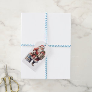 Retro Vintage Santa with Pleasant Gifts Gift Tags
