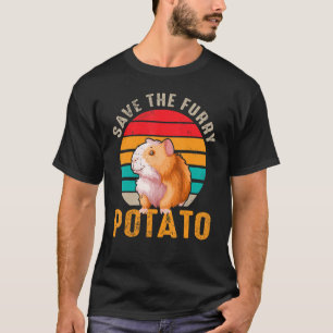 Retro Vintage Save The Furry Potato Guinea Pig T-Shirt