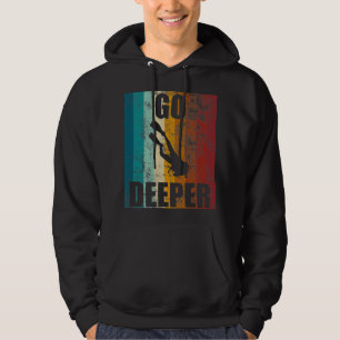 Retro Vintage Scuba Dive Go Deeper Diver Down Flag Hoodie