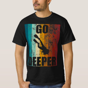Retro Vintage Scuba Dive Go Deeper Diver Down Flag T-Shirt