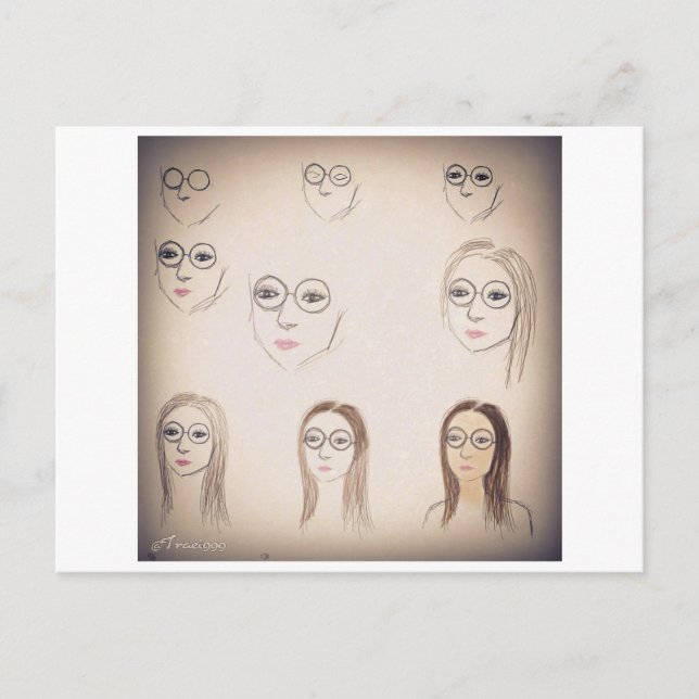 Retro Vintage Self-Portrait Post Card (Front)