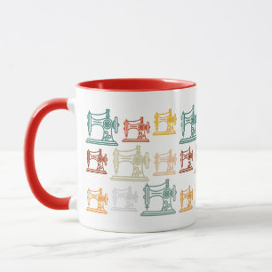 Retro Vintage Sewing Machines Pattern -Sewing Gift Mug