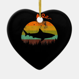 Retro Vintage Shark Pumpkin Halloween Gifts Ceramic Ornament