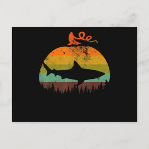 Retro Vintage Shark Pumpkin Halloween Gifts Postcard