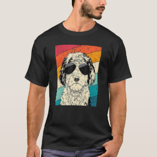 Retro Vintage Sheepadoodle with Sunglasses Doodle T-Shirt