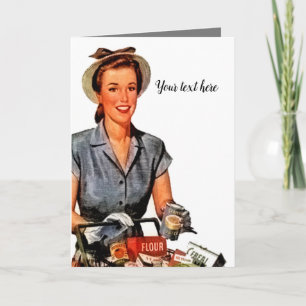 retro vintage shopping lady add sentiment note card