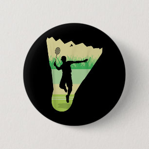 Retro Vintage Shuttle Player Badminton  2 Inch Round Button