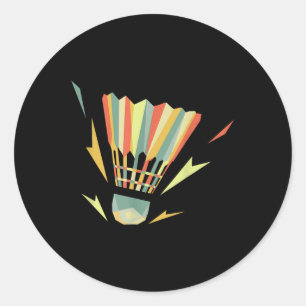 Retro Vintage Shuttle Player Badminton  Classic Round Sticker
