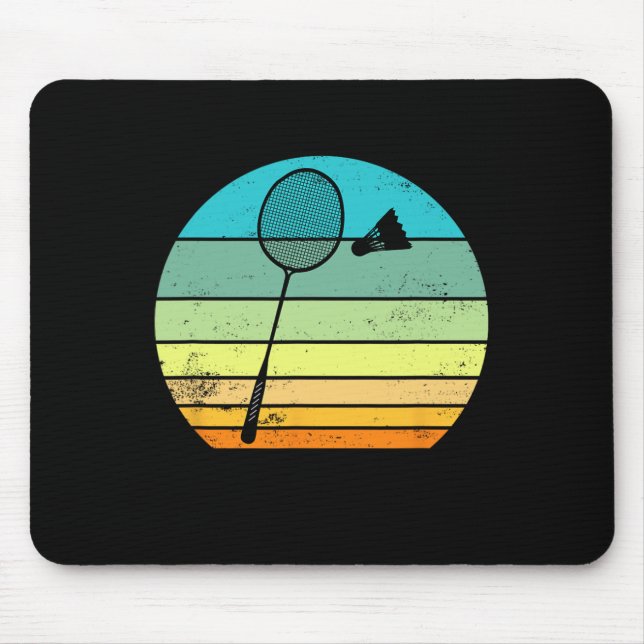 Retro Vintage Shuttle Racket Badminton Player  Mouse Pad (Front)