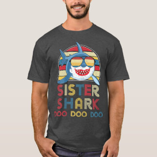 Retro Vintage Sister SharksGift For Kids Girls T-Shirt