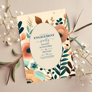 Retro Vintage Sixties Terracotta Engagement Invitation