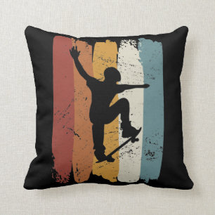 Retro vintage Skateboard Throw Pillow