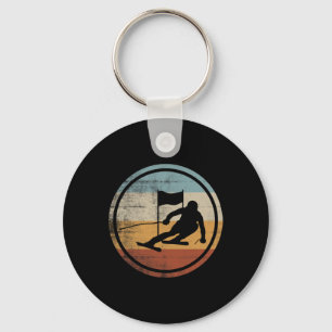 Retro Vintage Ski Skier Design Skiing Slalom Keychain