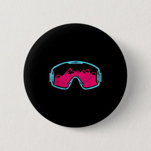 Retro Vintage Ski Snowboard Goggles 80s 90s Skiing 2 Inch Round Button