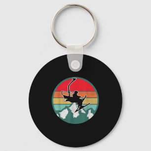 Retro Vintage Skiing Snow Gifts For Skiers _2 Keychain