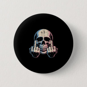 Retro Vintage Skull Face Funny Middle Finger Graph 2 Inch Round Button