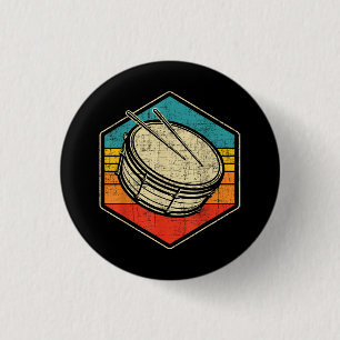 Retro Vintage Snare Drum - Marching Band Drumline  1 Inch Round Button