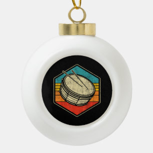 Retro Vintage Snare Drum - Marching Band Drumline Ceramic Ball Christmas Ornament